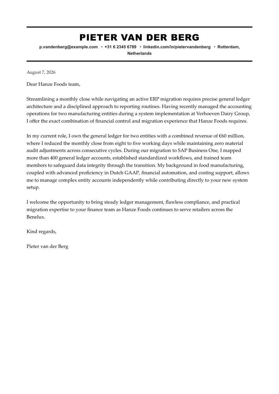 Pieter's cover letter — document preview, page 1