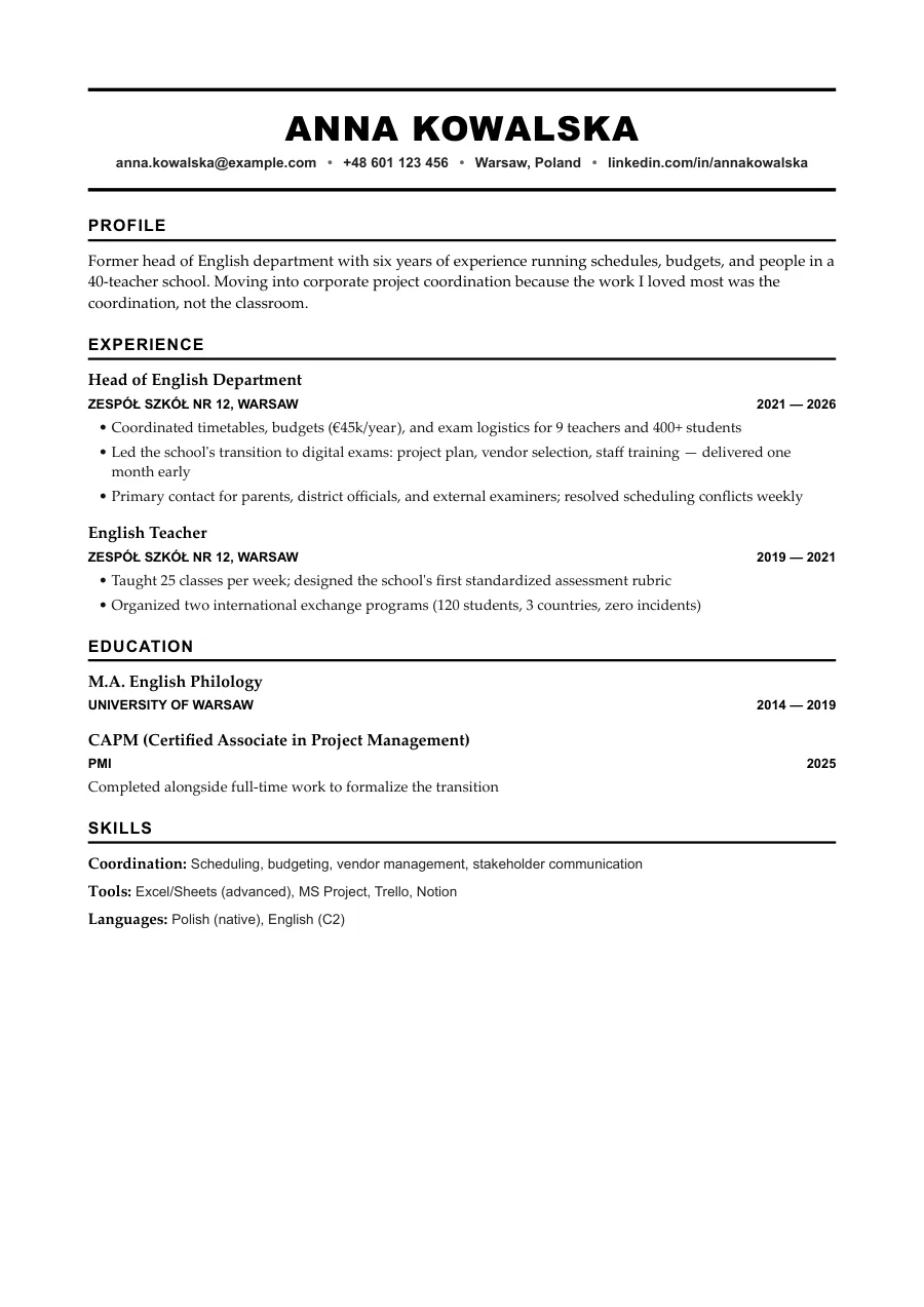 Anna's resume — document preview, page 1