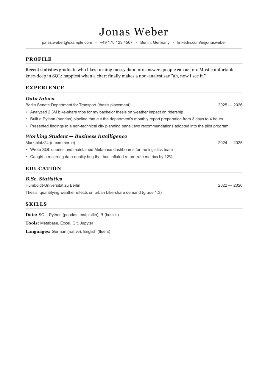 Jonas's resume — document preview, page 1