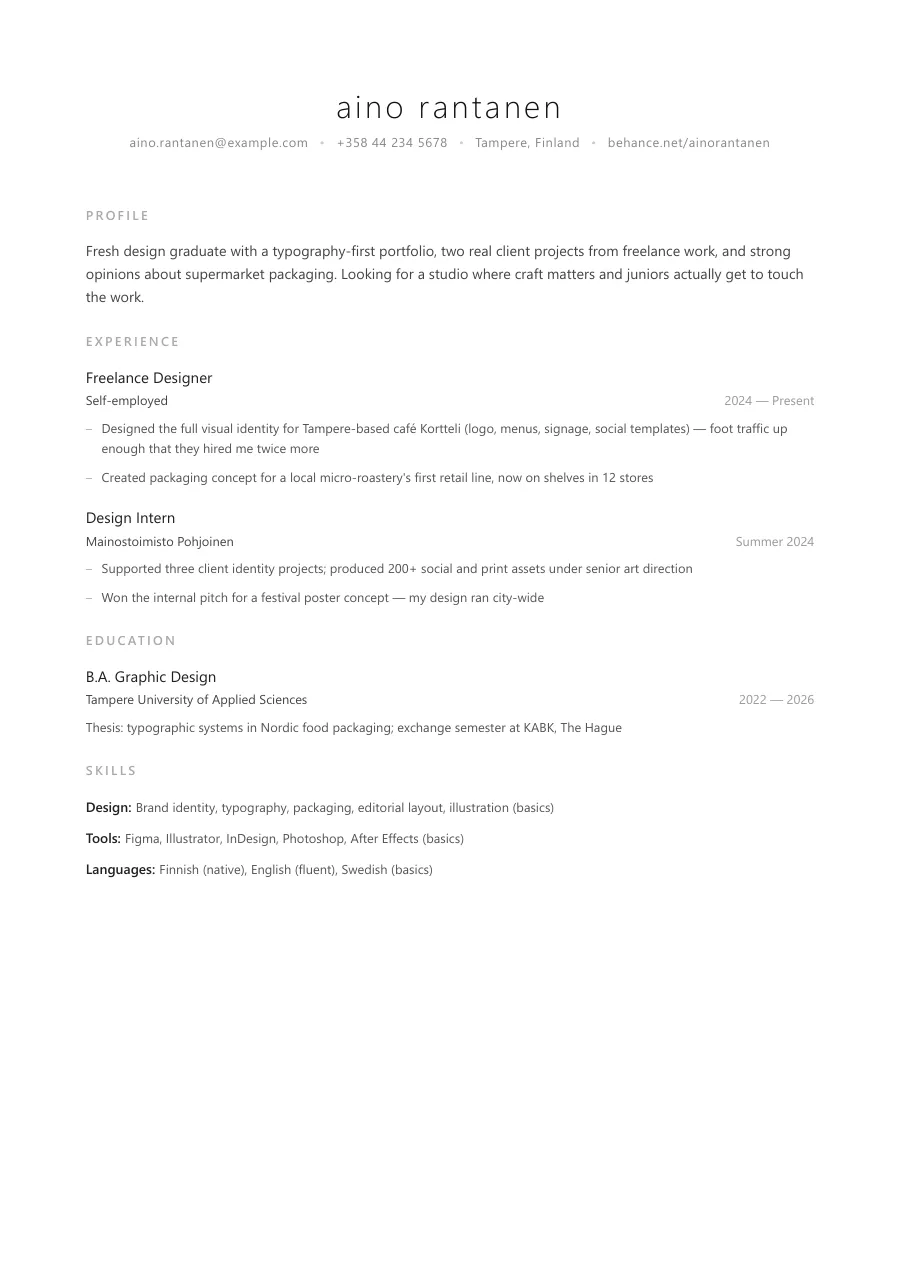 Aino's resume — document preview, page 1