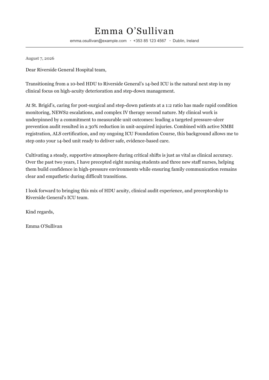 Emma's cover letter — document preview, page 1