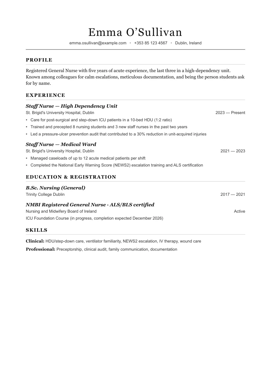 Emma's resume — document preview, page 1