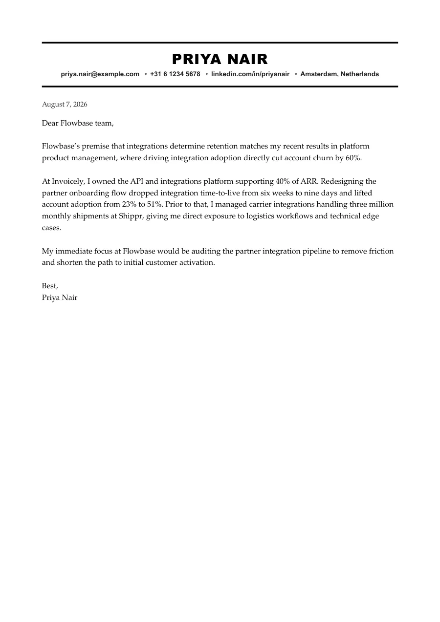 Priya's cover letter — document preview, page 1