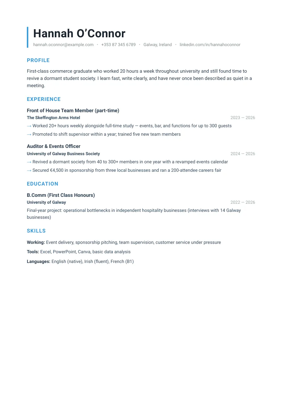 Hannah's resume — document preview, page 1