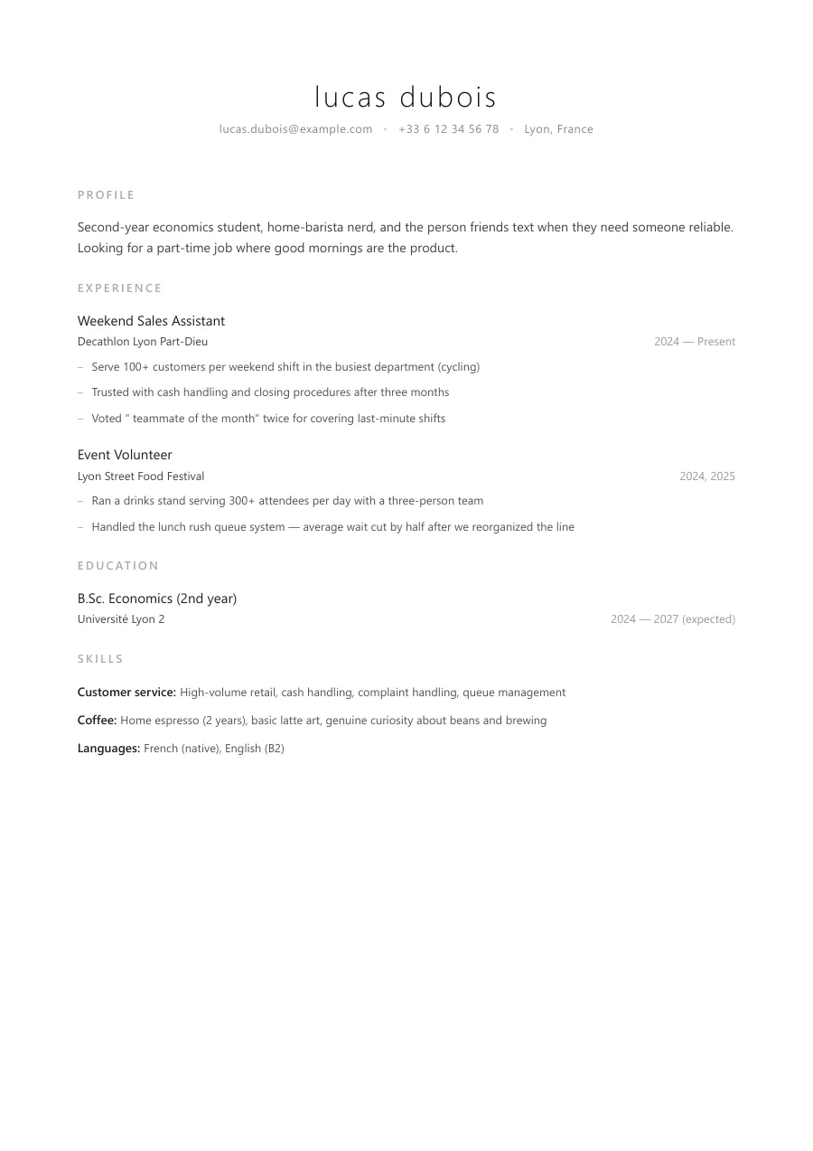 Lucas's resume — document preview, page 1