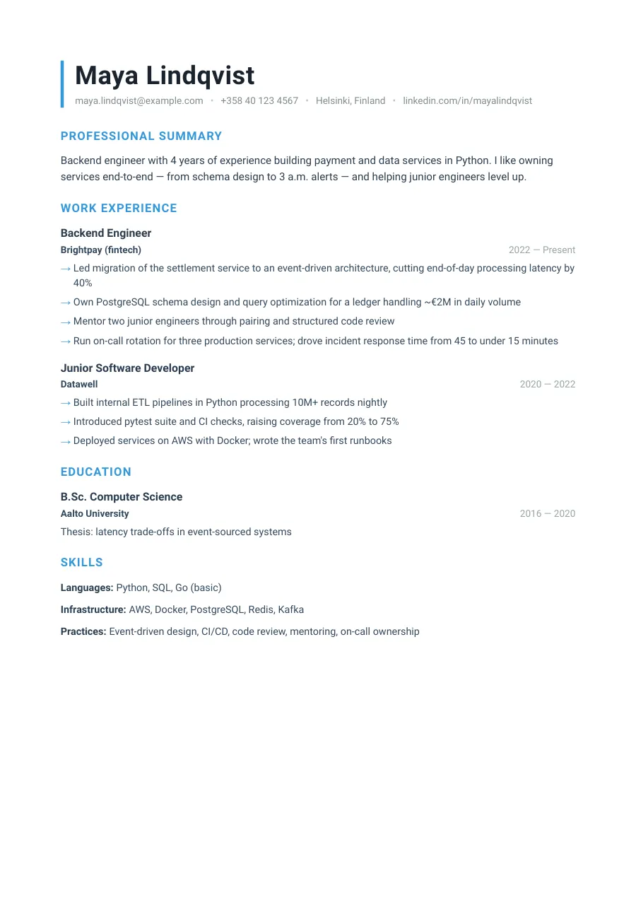 Maya's resume — document preview, page 1